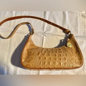 Brahmin Vintage hand tooled floral leather shoulder bag